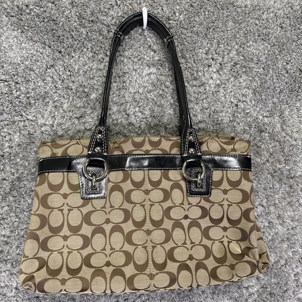 Vintage Coach Penelope Signature Monogrammed Shoulder Bag Purse Y2K Tan - Picture 4 of 16
